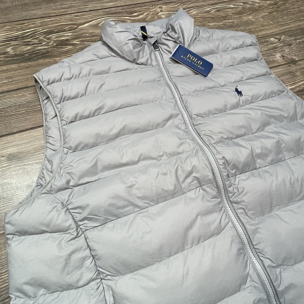 Polo‎ Ralph Lauren Men's Big & Tall Packable Puffer Vest Gray Heather 2XLT NWT